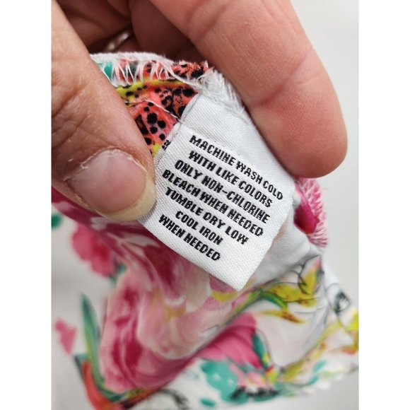 Style & Co Women Sleeveless Blouse Large White Plink Floral Popover Top - Picture 6 of 8